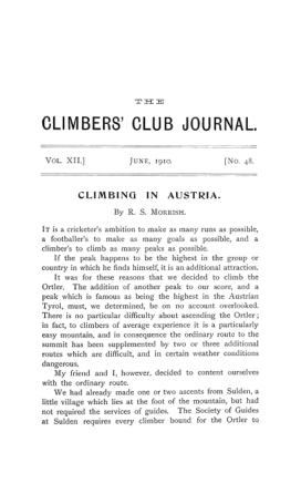 Climbers' Club 1910 Vol.12 No.48 Journal cover